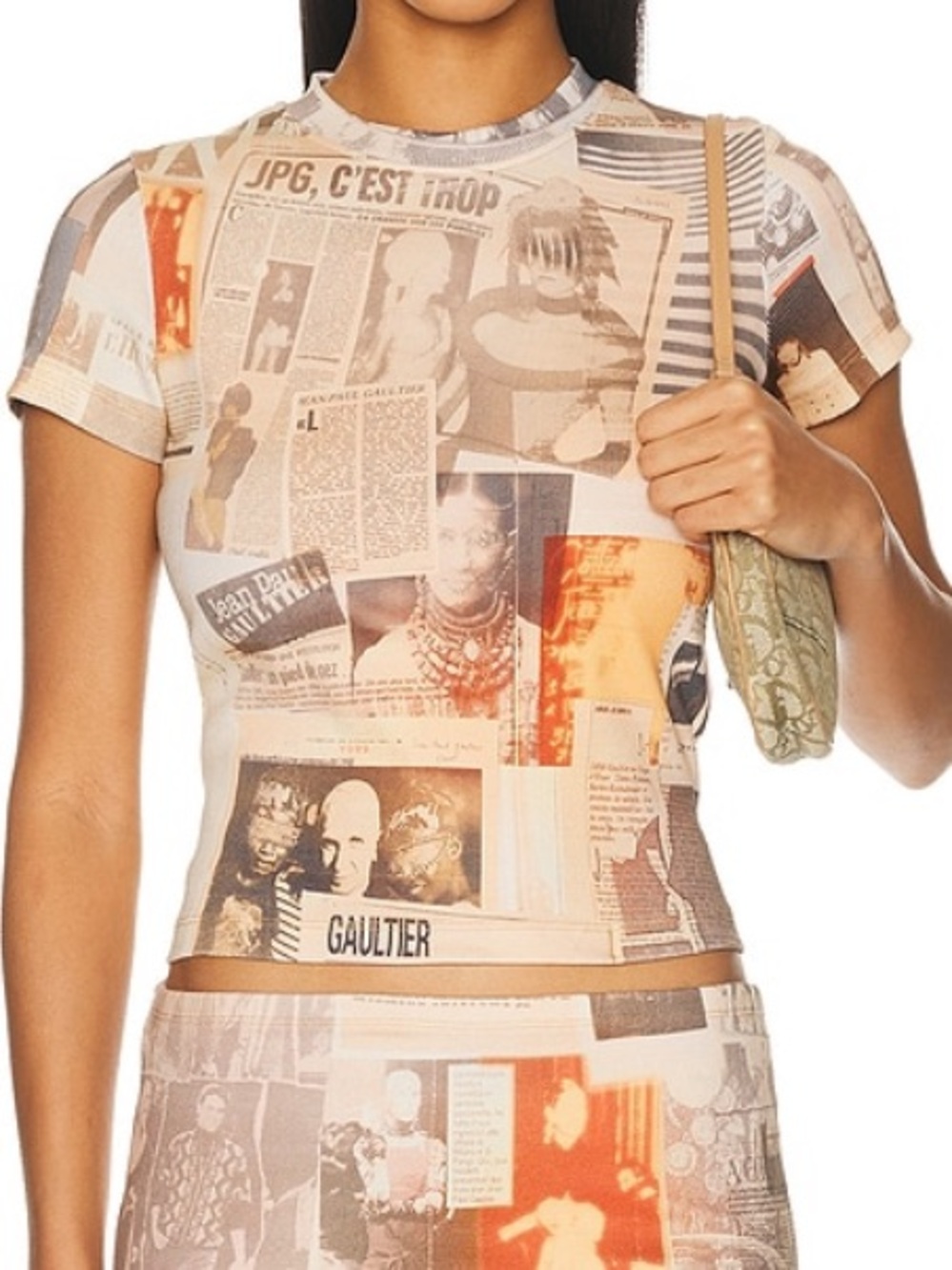 Jean Paul Gaultier cotton ribbed journal t shirt top XS